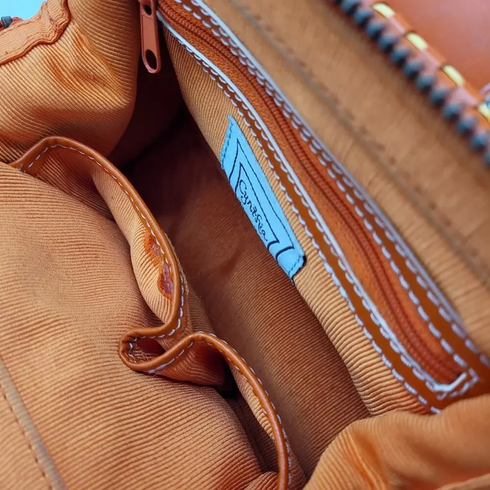 Cynthia Rowley Orange & Yellow Woven Raffia Satchel